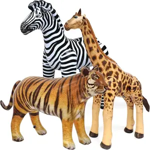 Life on earth wildlife safari inflatable 3pk giraffe zebra tiger realistic animals for party decoration pool birthday jungle photo prop