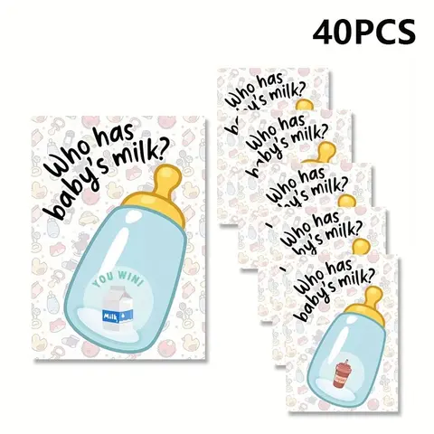 40 Scratch-Off Cards Baby Shower Game, Blue Color, Fun Prize Game for Guests, Interactive Creative Party Activity, Perfect for Celebrations