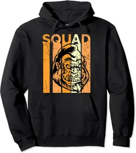 Mens Gorilla Squad Halloween Costume Orange Trick Treat Work Pullover Hoodie - Clydebell Shop 86B0BRH6X6FF
