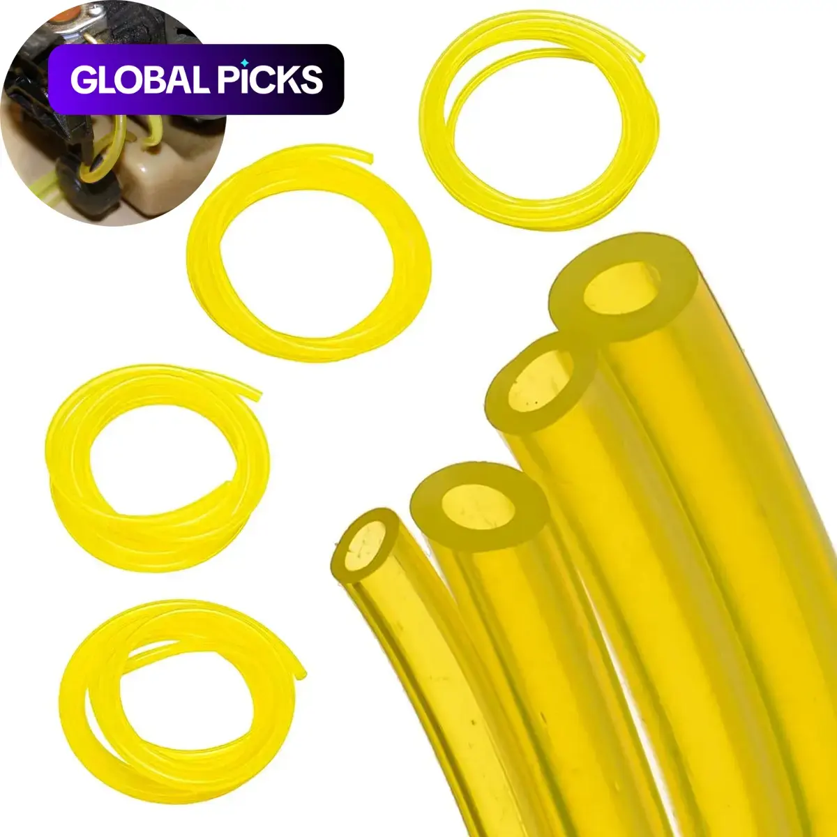 Chainsaw Fuel Line, 5 ft Gas Line Tubing in 4 Sizes, Garden Tool Accessory for String Trimmer, Chainsaw, Blower, Lawn Mower, Hose #GLOBAL PICKS