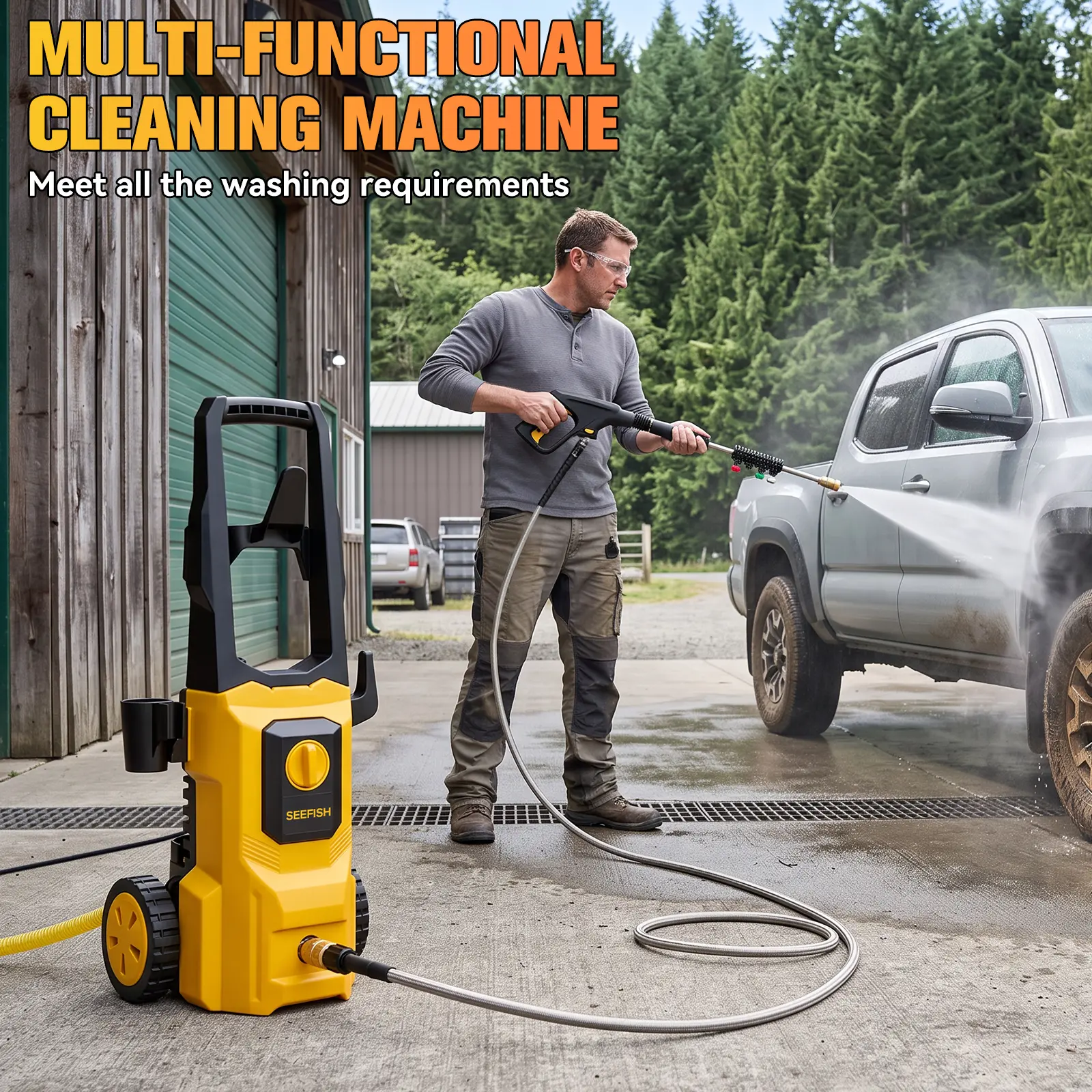 2026 new electric high-pressure washer, equipped with 4 quick connection nozzles, water inlet hose and filter, foam spray gun, suitable for car/fence/terrace/home cleaning