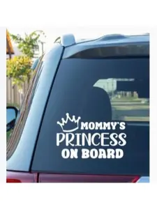 Mommy’s Princess On Board Sticker – Baby Girl Car Decal, Cute Crown Design | Baby Safety Sign, Cute Vinyl Decal