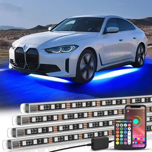 Nilight 4Pcs Aluminum Underglow Neon Accent Strip Led Lights, 396-LED RGB Door Assist, Multi-Color DIY Sound-Active Music Mode, APP & Remote Control, Underbody Lights for Car, Truck