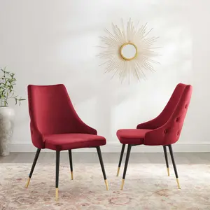 Modway Adorn Dining Side Chair Performance Velvet Set of 2 in Maroon