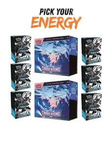 *READ DESCRIPTION* Break 246: (2) Chaos Rising ETB's; (6) Black Bol Bundles: Pick Your Energy Cards Grass Water Fire Electric Fighting Dark Psychic Steel