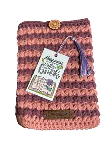 Kindle Tablet Cover Case - Kindle Paperwhite Screen Protector Sleeve - BookTok - Free Bookmark Included - Pink and Purple Striped - Coffee Lovers - Book Lovers - Gift Idea - Birthday - Holiday - Bookworm Gift - Gift for Book Besties - Handmade Crochet