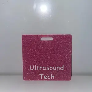 Ultrasound Technician Glitter Acrylic Badge Holder - Badge Buddy Job Identification Badge Holder