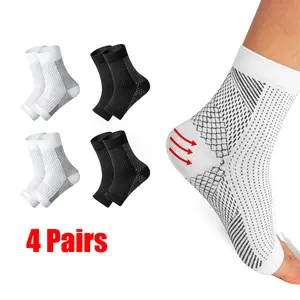 4 Pairs Neuropathy Socks Foot Compression Sleeve For Pain Anti Fatigue 20-30mmHg Support Brace Open Toe Unisex Black White