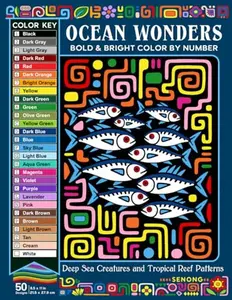 Ocean Wonders Bold and Bright Color By Number: Deep Sea Creatures and Tropical Reef Patterns