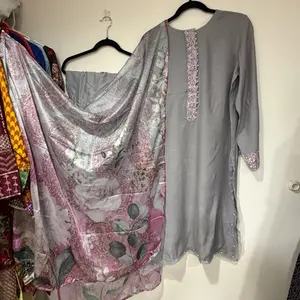 J. Luxury Viscose Fabric Embroidered Shirt Cutwork Sleeves with Shalwar Lace Detailed Pearl Works & Silk Printed Dupatta for Womens  Summer Pakistani Dress