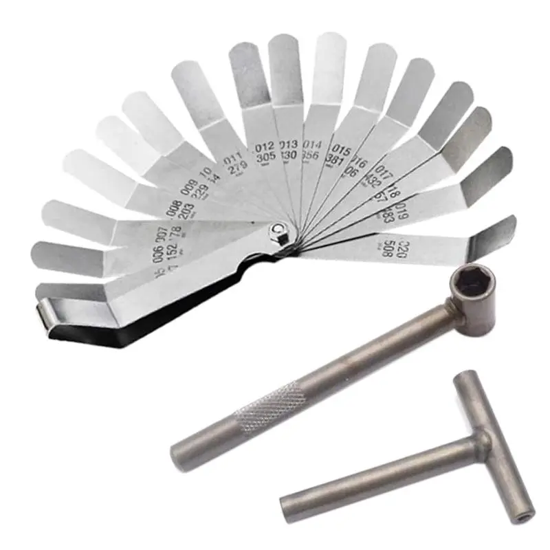 3 Pcs Auto/Motorcycle Engine Valve Screw Adjusting Spanners + Feeler Gauge (0.005-0.020 in) for Valve Clearance Adjustment, Spanners+Gauge