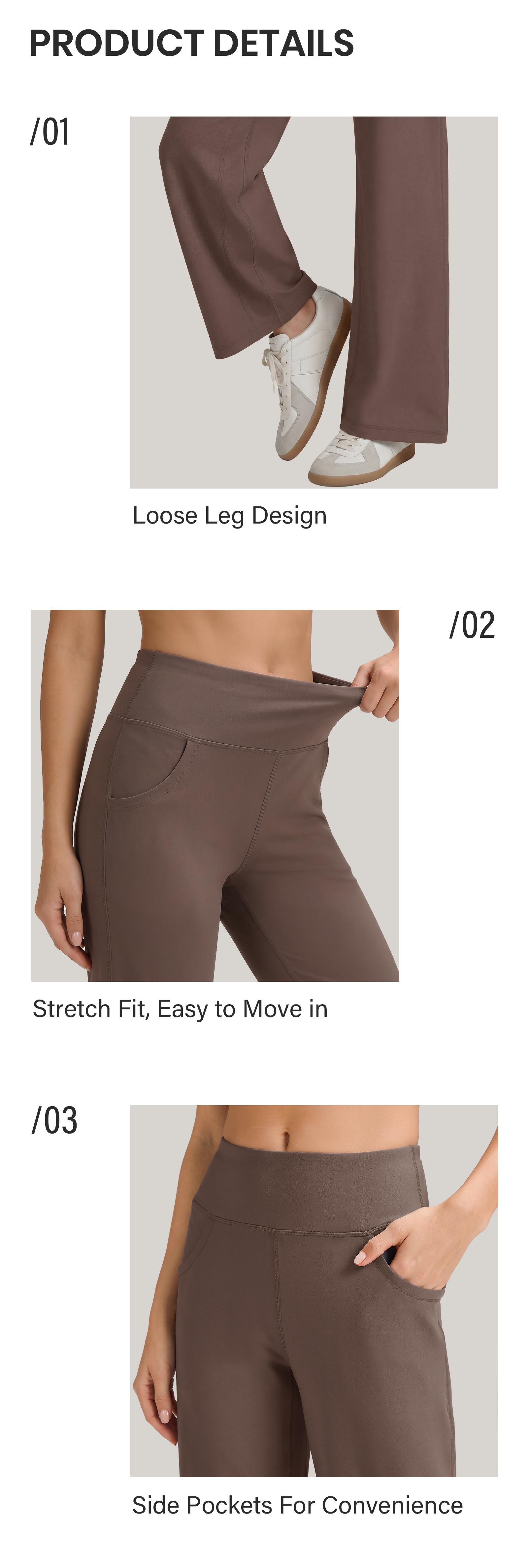 ESOFT Wide Leg Casual Pants, Women High-Waisted Yoga Pants with Pockets