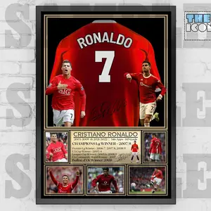 Man United Legend Cristiano Ronaldo Football Shirt Back Print / Poster / Framed Memorabilia / Collectible / Signed