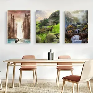 Lord of the Rings Landscape Canvas Set – 3 Unframed Classic Movie Posters of Middle Earth Scenes, Artistic Print for Living Room, Bedroom, or Kitchen Home Décor.