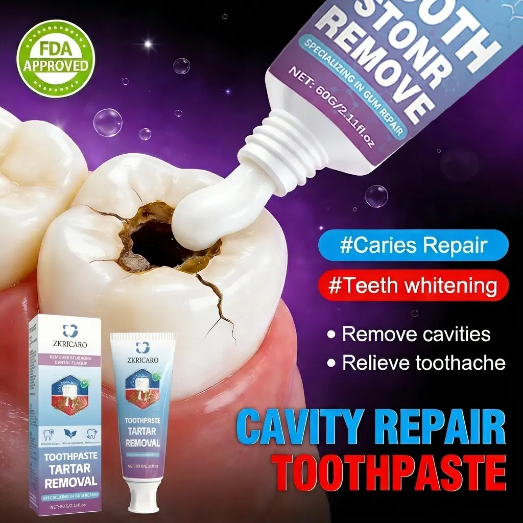 ZKRICARO US Anti-Cavity Toothpaste with Peppermint, Tea Tree & Chamomile - Gentle Antibacterial Formula for Early Cavity Repair, Enamel Strength & Gum Health - For Sensitive Teeth, Children & Adults