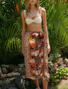 100% Voile Floral Sarongs Assorted Styles for Summer Beachwear Lightweight Breathable Cover-Up Scarf 71"L*41"W