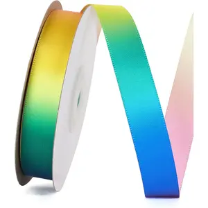 5/8 inch 25 Yards Rainbow Ribbon, Single  Shiny Satin Roll, Ribbon for  Wrapping, Wedding Decor, Pride Birthday Party Decoration & DIY Crafts