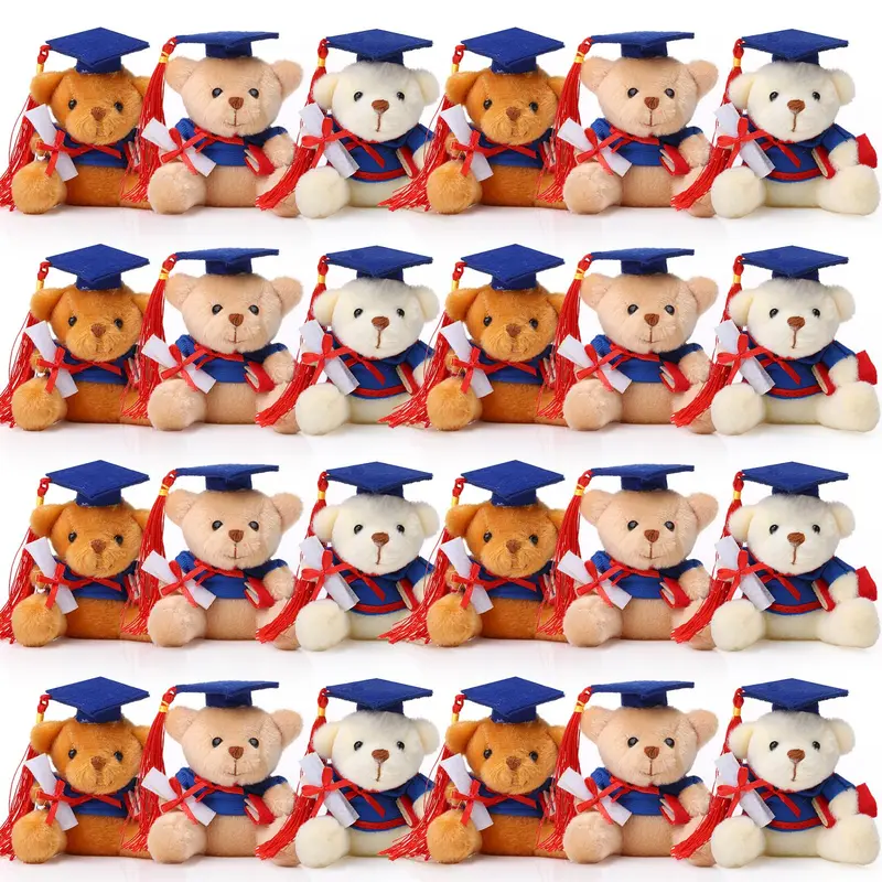 8/16/24 Pcs Mini Graduation Bear Tiny Plush Bear with Diploma and Hat for 2026 Graduation Class of 2026 Ceremony Party Favors DIY Present Congratulation Gifts for Students