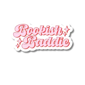 Pink Bookish Baddie Sticker – Glossy or Glitter – Waterproof