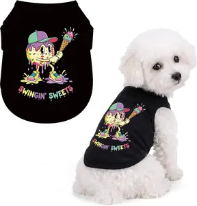 Ice Cream Drip Baseball Dog T Shirt Swingin' Sweets Pet Apparel Baseball Player Dog Tank Top Black Dogs Sleeveless Vest Ice Cream Drip Pets Outfit Costume for Small Medium Dogs Cats Pets Supplies(M)