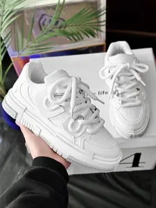 Bootlace Worm Lace-up Low Top Skate Shoes, Men's Sneakers, Casual Comfortable Sports Running Trainer Shoes, Designer Trending Sneakers for Daily Wear, Students Outdoor Sports, Trainers for Men Trainer Shoes Designer Shoes