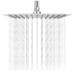Rainfall Showerhead 10-Inch High Flow Stainless Steel Square