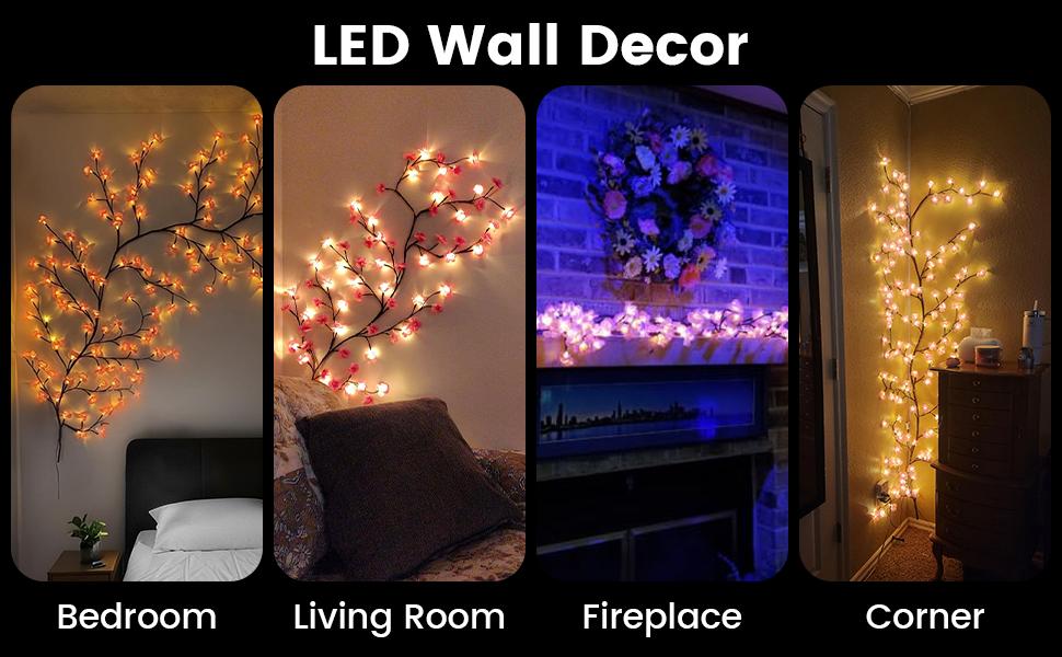 LED Cherry Blossom Tree Branch Mood Lighting - 7.55FT 144LEDs Willow Vine Garland, 1.2m 48leds, 1.6m USB Cable, Timers, Color Changing, 8 Lighting Modes, Remote, Bedroom Indoor Wall Decor for Wedding, Christmas LED Cherry Blossom Tree Branch Mood Lighting - 7.55FT 144LEDs Willow Vine Garland, 1.2m 48leds, 1.6m USB Cable, Timers, Color Changing, 8 Lighting Modes, Remote, Bedroom Indoor Wall Decor for Wedding, Christmas