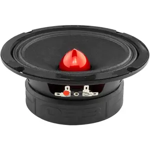 GM6.4B 6.5" Midrange Loudspeaker – Red Aluminum Bullet, 480W Max, 4 Ohms, 1.5" Kapton VC, Premium Audio for Car/Truck Stereo (1 Speaker)