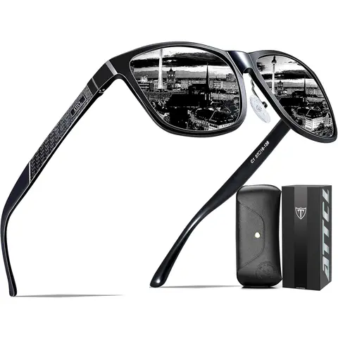 ATTCL Men's Polarized Sunglasses - Aluminum-Mg Frame, Modern Trendy Rectangular Full Rim, TAC UV400 Lenses, Lightweight Crossover Styling, Durable Eyewear for Driving, Everyday Luxury, Aesthetic, Eye-Friendly, Eyewear Fashion Accessories, Modern Trendy Su