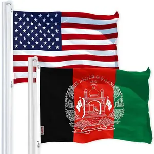 G128 Combo Pack: USA  & Afghanistan Afghan Flag 3x5 FT Printed 150D Polyester