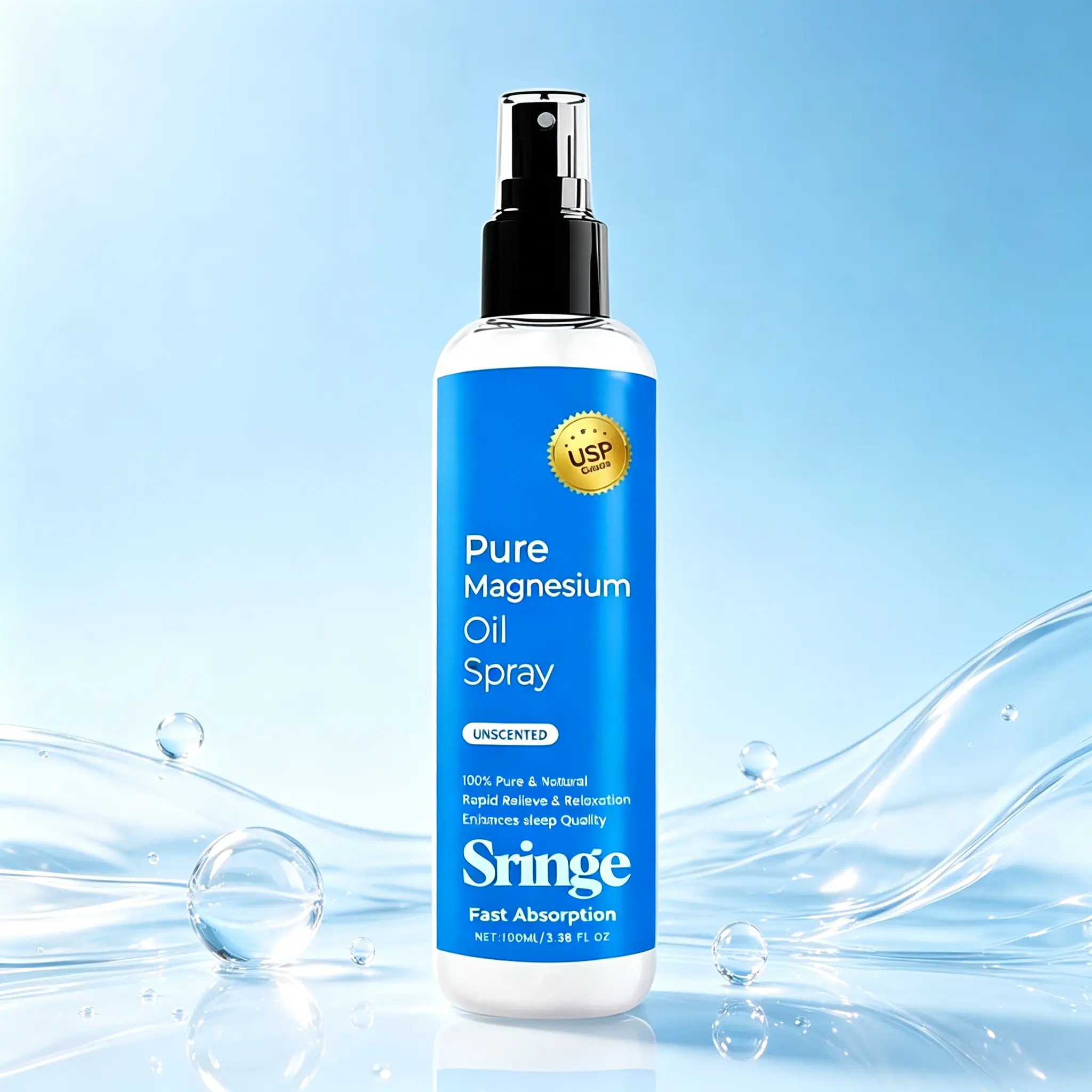 Unscented 100ml Magnesium Oil Spray - Sensitive Skin Body & Massage Oil for Evening Relaxation, Natural Daily Wellness Support (Beauty & Personal Care), Natural Body Care, Fragrance Free, Chest, Arms, Minerals, Pure Mg, Fast Dry, Daily Wellness Routine