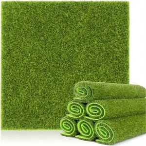 2pcs artificial grass is used for handicrafts-bright green synthetic lawn mats are used for outdoor and indoor use, durable and weather-resistant, and craft grass decoration, Outdoor Faux Plants