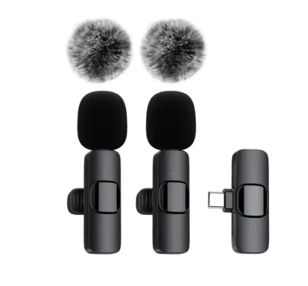 2 pcs Wireless Lavalier Microphones for iPhone, Android, iPad - Mini Wireless Clip-on Microphones Crystal Clear Sound Quality for Recording, Live Streaming,Vlog audio electronic portable mic podcast youtube tiktok vlog bluetooth device