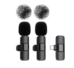 2 pcs Wireless Lavalier Microphones for iPhone, Android, iPad - Mini Wireless Clip-on Microphones Crystal Clear Sound Quality for Recording, Live Streaming,Vlog audio electronic