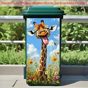 Cute Giraffe Pattern Trash Can Sticker, Self-Adhesive Kitchen Decor, 14.57x32.28 Inches, Wall & Floor Decal, Home Decoration