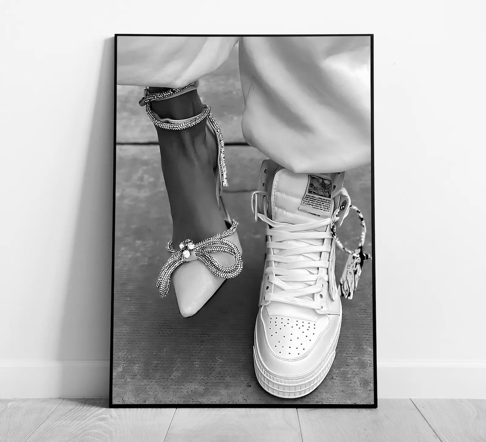 Sneaker over Heels Print, Black and White, Fashion Wall Art, Hypebeast Sneaker Poster, Girls Bedroom Decor, Feminist Print Poster (UNFRAMED)