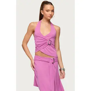 Edikted Women's Fioro Buckle Asymmetrical Wrap Top
