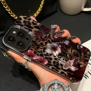 Sexy Leopard Cherry Pattern Valentine's Day Gift, Thick Anti-Drop Phone Case Compatible with iPhone 11/12/13/14/15/16 Series