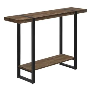 360 stand 47-in. Brown & Black Distressed Wood & Metal Sled Console Table with Shelf, Farmhouse Rectangular, Modern, Rustic Wood, Farmhouse Rectangular Table, Modern Console Table
