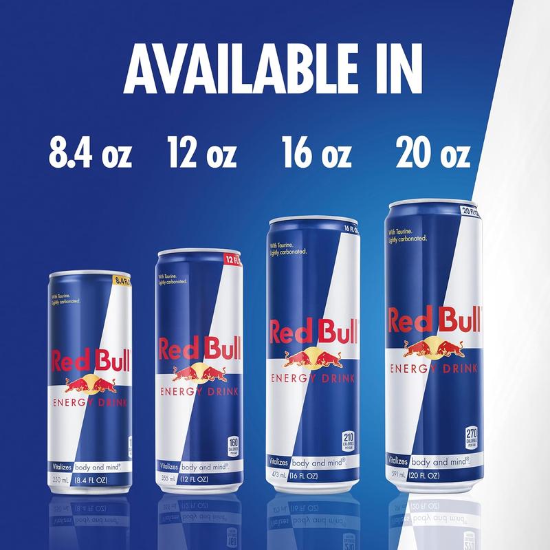Red Bull Energy Drink, 80mg Caffeine, 8.4 fl oz, Pack of 12 Cans