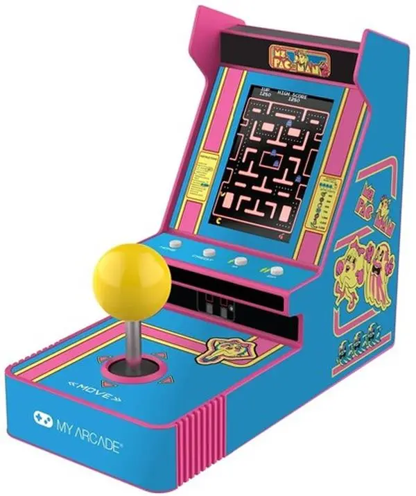 My Arcade Joystick-Equipped Handheld Game Console - Ms. Pac-Man Portable Retro Arcade, Adjustable Screen, Spanish Language Support, Included Cable [Gaming Accessories]