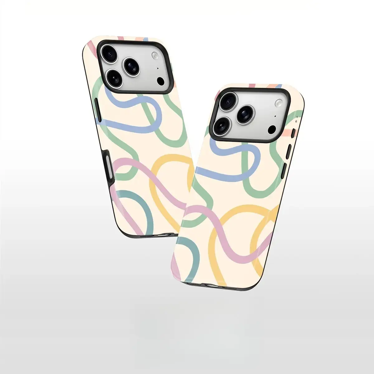 Colorful Curved Lines Pattern Phone Case with HD Prints, Shockproof & Anti‑Slip Fade‑Resistant Protective Cover, Ideal Holiday Gift for Minimalist Fashion Enthusiasts, Compatible with iPhone 11/12/13/14/15/16/17 & Galaxy S21/S22/S23/S24/S25/S26