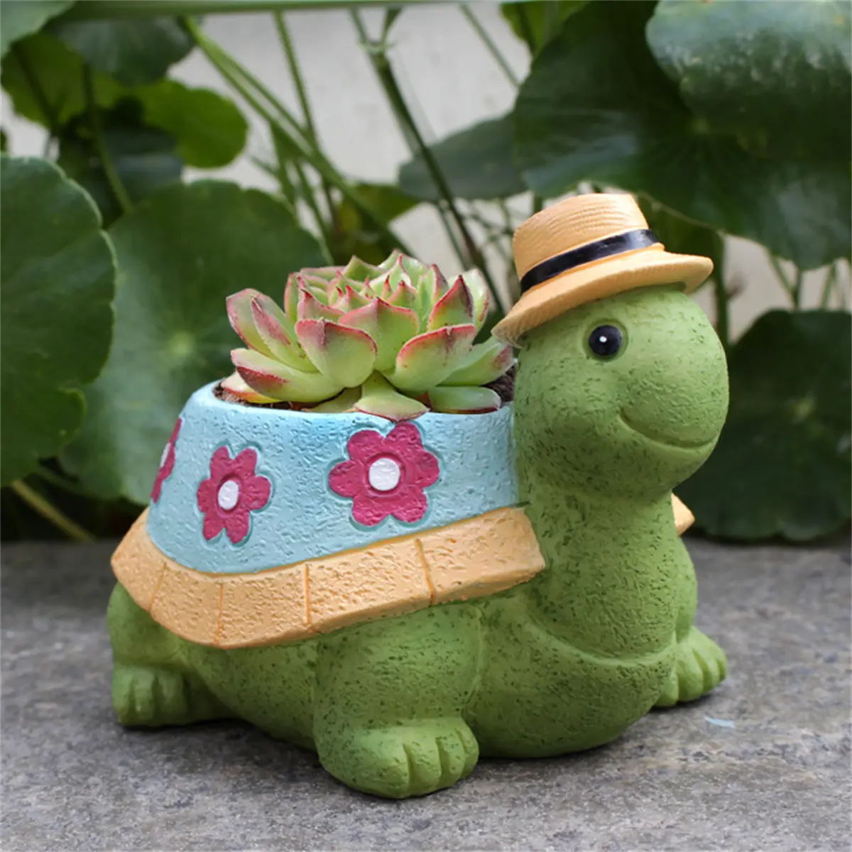 Unique Resin Turtle Planter Statue with Drainage Holes, Cartoon Animal Design for Cactus Plants, Garden Decoration for Yard and Patio, Decorative Garden Planter, Outdoor Pots, Flower Pots, Resin Planters