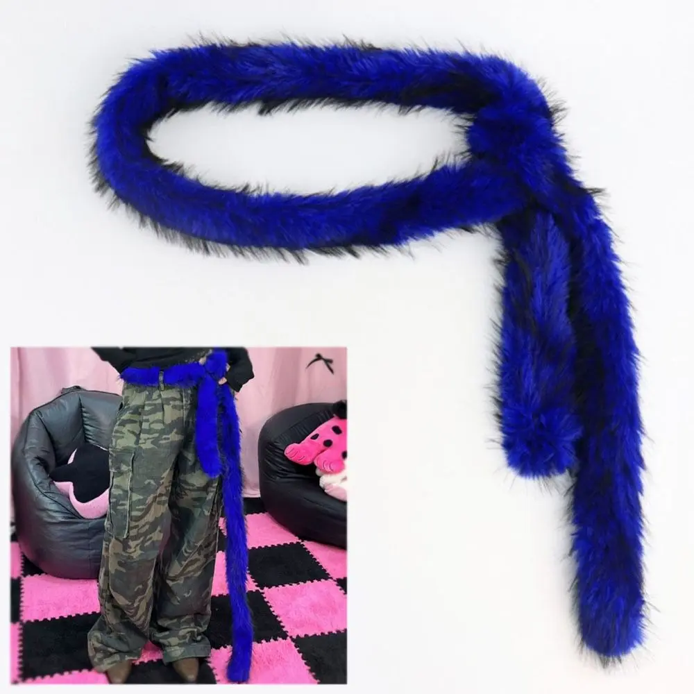 Harajuku Super Soft Punk Fur Belt Y2K Fluffy Soft Plush Belt Warm Waistband Street Dance Accessory