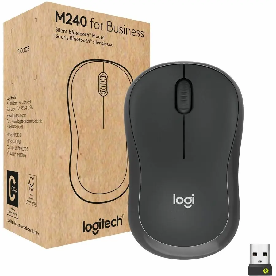 Logitech M240 Business Wireless Mouse - 910-007181, Silent Clicks, Wireless Input, Compatible with PC/Laptop
