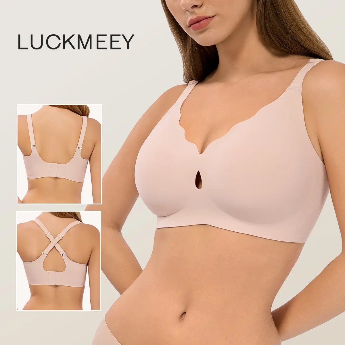 LUCKMEEY Bras for Women No Underwire Wave Push Up Wireless Bra Seamless Bras Full Coverage Bralettes Lift Everyday Bras