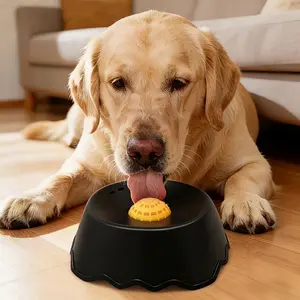 Slow-feeding lick bowl for dogs and cats - non-slip interactive lick mat with entertainment ball, thermoplastic material suitable for bone broth, yogurt, and liquid foods, anxiety-relieving pet toy, suitable for puppies and pets, slow-feeding bowl