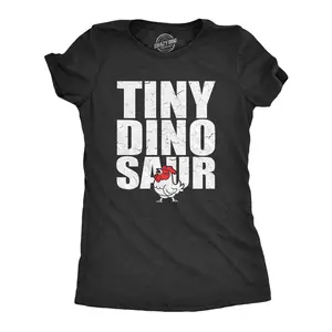 Womens Tiny Dinosaur T Shirt Funny Small Chicken Rooster Joke Tee for Ladies Funny Womens T Shirts Cute Vintage Fashion Casual Ladies T-Shirt Gift Funny Animal Top Women's Novelty Tees Black -