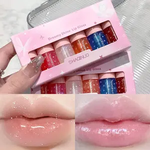 6pcs Fairy Fine Glitter Lip Balm Set, Shiny and Moisturizing, Easy to Apply, Sticky but Non-Sticky, Enhances Lip Color, Makes Lips Plump and Voluminous, Perfect for Mother's Day, Christmas, Halloween, Thanksgiving Holiday Gifts Lipgloss Makeup Glossy