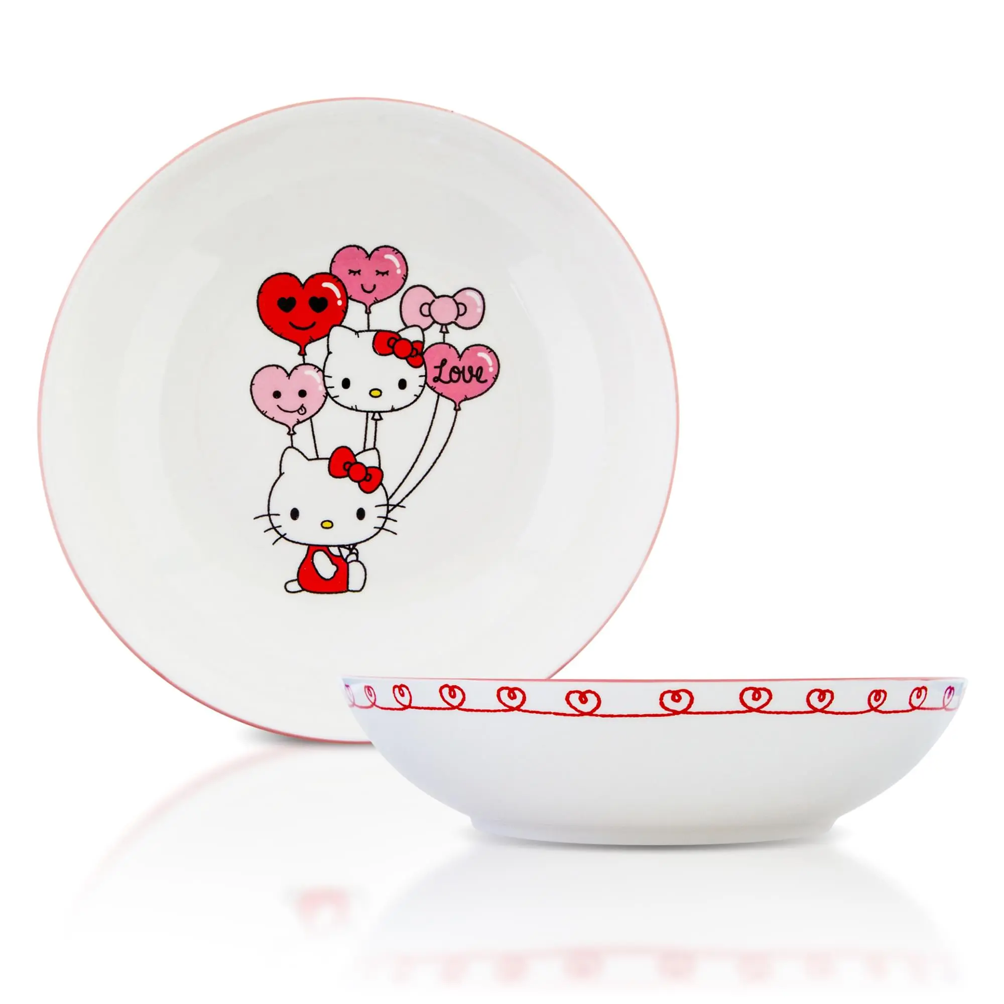 Officially Licensed Sanrio Hello Kitty 9-Inch Ceramic Coupe Dinner Bowl - Toynk Exclusive Kitchenware Tableware for Kitty Lovers, Bowl Prep, Party Use